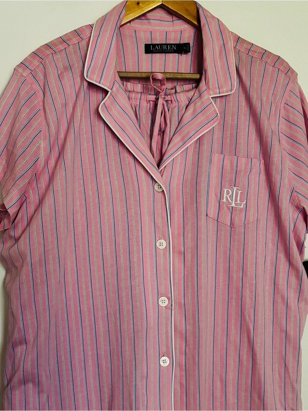 Lauren Ralph Lauren Women’s Sz X-Large Pajama Set Buttons Shirt Capri Pants - Picture 5 of 7
